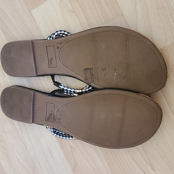 Mossimo Women's Thong Flip Flop Sandals Size 10 Black White Braided Straps - Picture 5 of 6